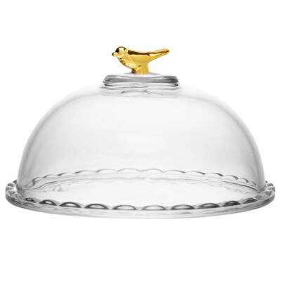 Queijeira Wolff Golden Bird 20cm com Tampa Cristal Ecolgico