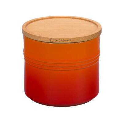 Pote com tampa de Madeira Le Creuset Scandinavia 1,1L Laranja