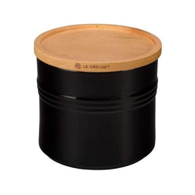 Pote com tampa de Madeira Le Creuset Scandinavia 1,1L Black Onix.