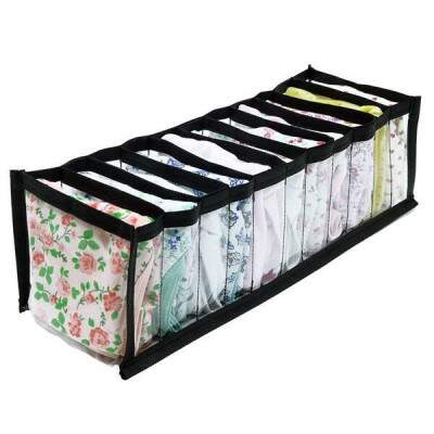 Organizador De Gaveta VB Home Transparente E Preto 11 Compartimentos