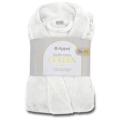Roupo Microfibra Flannel Golden Appel Home Branco GG 