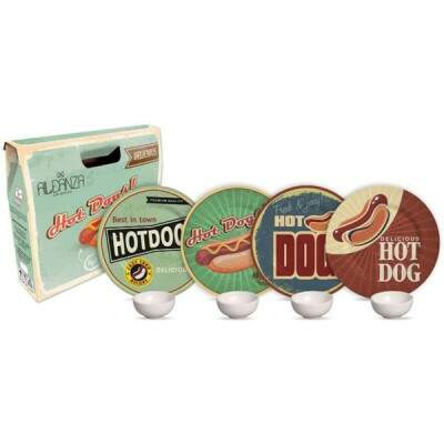 Kit 8 Peas Alleanza Hot Dog Collection 4 Pratos 21cm + 4 Mini Bowls