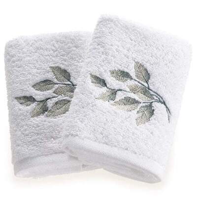 Jogo Lavabo Trussardi Botticelli Branco c/Bordado 100% Algodo 2 Peas