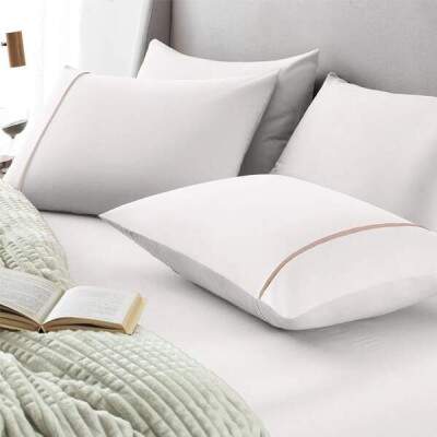 Jogo de cama Queen 3 peas Karsten Noah Branco/Rosa Giz 100% algodo