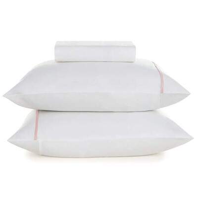 Jogo de cama Queen 3 peas Karsten Noah Branco/Rosa Giz 100% algodo