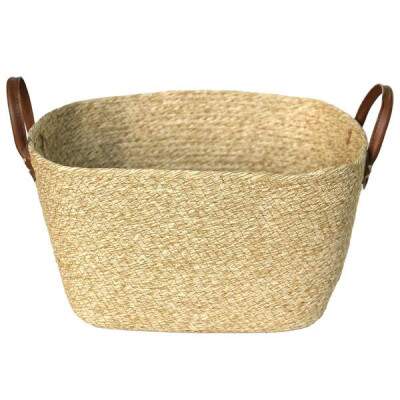 Cesto de Fibra Natural com Ala Paramount Mocca 36cm x 27cm x 20cm.