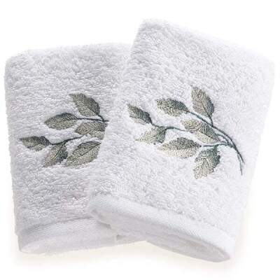 Jogo Lavabo e Rosto Trussardi Botticelli Branco c/Bordado 100% Algodo