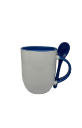 Caneca Com Colher na Ala para Sublimao (Ala, colher e Interior na cor Azul Mdio) 12oz