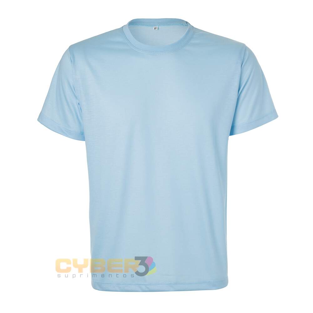 Camiseta Azul Claro 100 Poliester Para Sublimacao Manga Curta Adulto Cyber3 Suprimentos