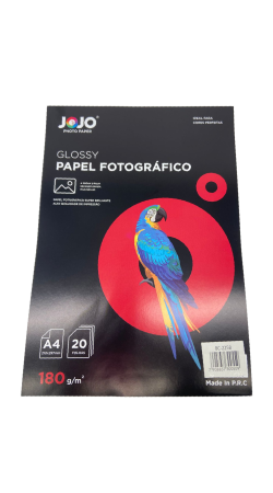 Papel Fotogrfico Jojo A4 Glossy 180gr - A4 Glossy c/20 folhas