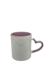 Caneca de Corao Branca com Ala e Interior Lils - JKB - 325ml