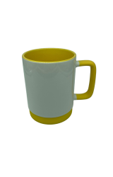 Caneca de Creamica Branca Ala Soft e Base Silicone Interior Amarelo - 325ml