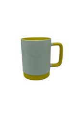 Caneca de Creamica Branca Ala Soft e Base Silicone Interior Amarelo - 325ml