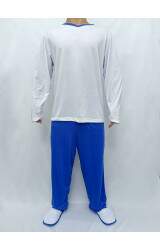 Pijama Adulto Longo Masculino Azul Royal e Branco 
