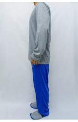 Pijama Adulto Longo Masculino Azul Roya e Cinza