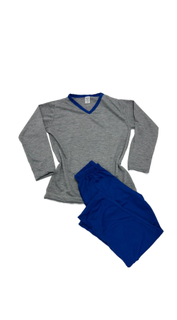Pijama Masculino Infantil Azul Royal e Cinza