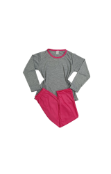 Pijama Infantil Longo Feminino Pink e Cinza