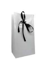 Sacola de Papel Sublimtica Branca com Fita Preta - Tamanho P (14x24x10 cm) - Elegncia e Versatilidade