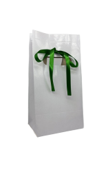 Sacola Sublimatica Branca com Fita Verde - Tamanho P (14x24x10 cm)