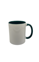 Caneca de Cermica Resinada para Sublimao com Interior e Ala Verde Escuro (Verde Bandeira)