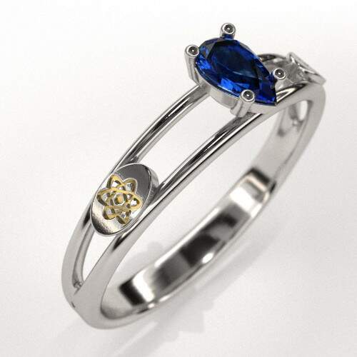 Anel de Formatura em Prata 925 - Qumica - Gota