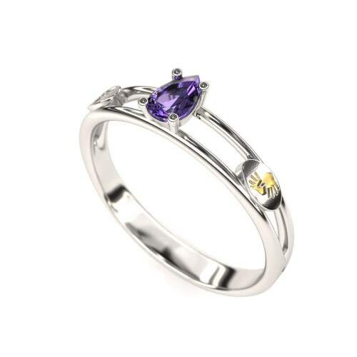 Anel de Formatura em Prata 925 - Libras - Gota