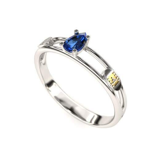 Anel de Formatura em Prata 925 - Design de Animao - Gota