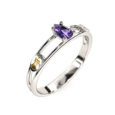 Anel de Formatura em Prata 925 - Design de Moda - Gota
