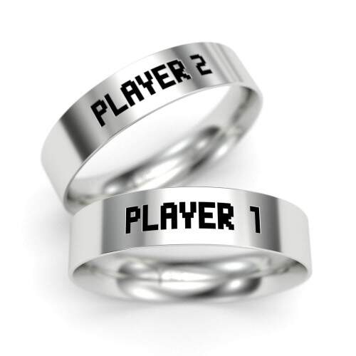 Par de Alianas em Prata - Player 1 Player 2