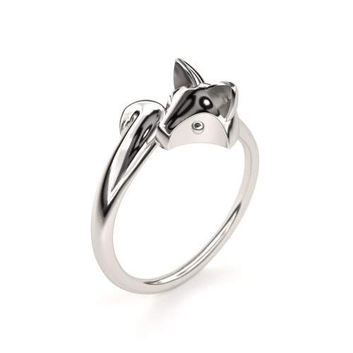 Aliana em Prata 925 com aplique de ouro 6mm + Solitrio Raposa - Prata 925 - Pequeno Principe
