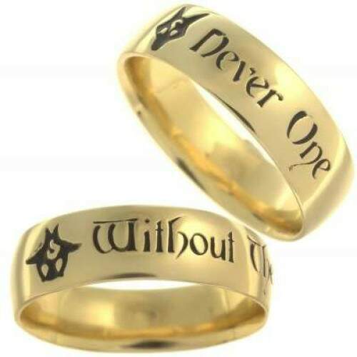 Par de Alianas em Ouro 18k - Never One / Without the Other - 7mm