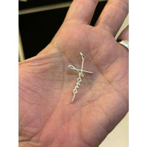 Pingente em Prata 925 - Escrito Jesus no Corpo da Cruz