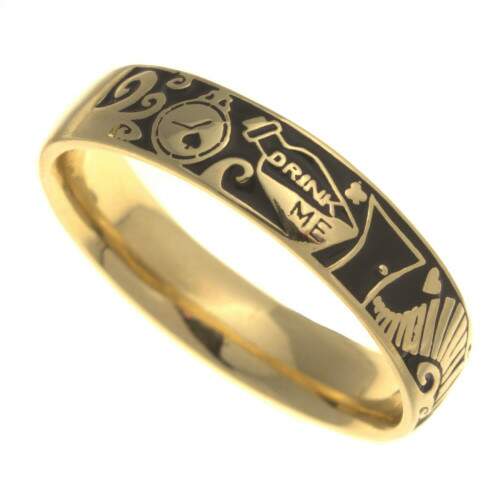 Par de alianas em ouro 18k - Alice no pas das maravilhas
