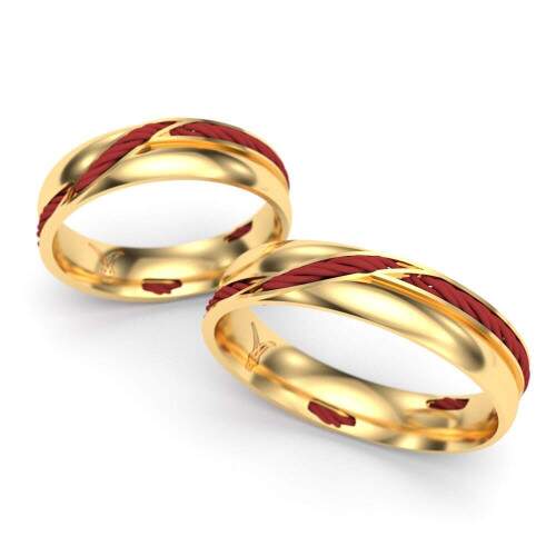 Par de Alianas em Ouro 18k - Akai ito