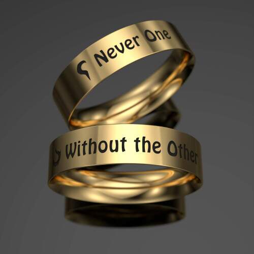 Par de Aliana de Casamento - Never One / Without the other