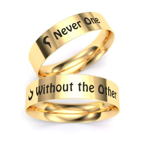 Par de Aliana de Casamento - Never One / Without the other