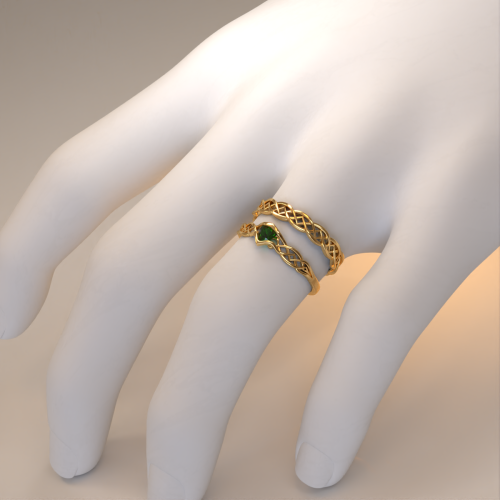 Aliana Celta 5,5mm em + Solitrio Celta com Zircnia Trillion - Ouro 18k