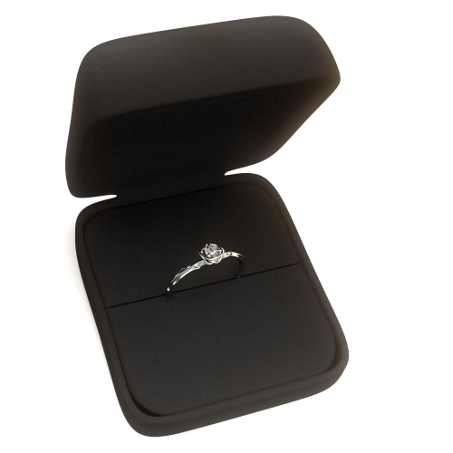 Anel em prata 925 - Solitrio - Mini Rosa com Zircnia cravada