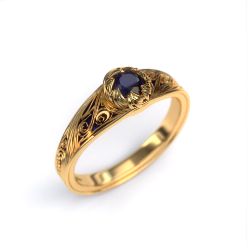 Anel em Ouro 18k - Noite Estrelada - Van Gogh - Starry Night