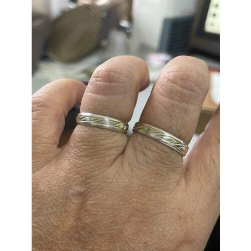Par de Alianas em Prata - Bodas com pedras