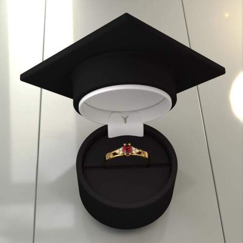 Anel de Formatura em Ouro 18k - Direito - Oval
