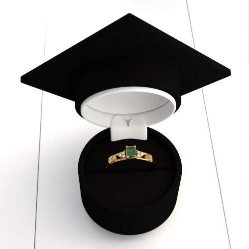 Anel de Formatura em Ouro 18k - Educao Fsica - Octogonal