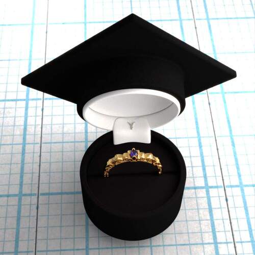 Anel de Formatura em Ouro 18k - Letras - Vitria