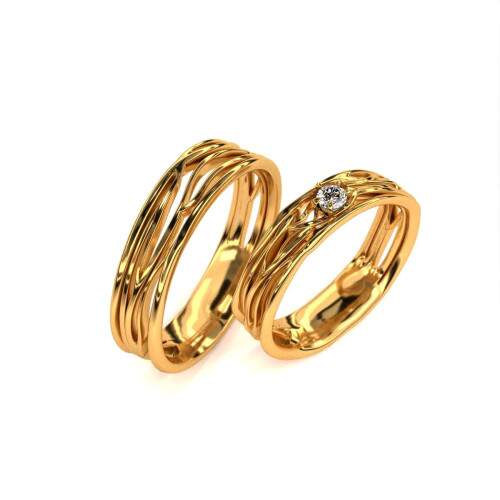 Par de Alianas em Ouro 18k - Raiz - 5,5mm