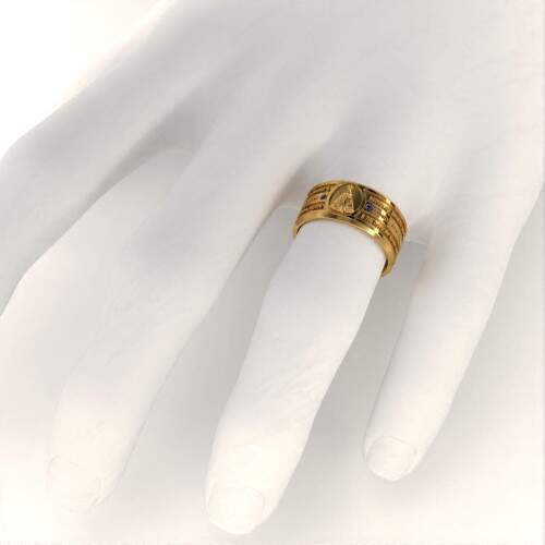 Anel em Ouro 18k com pedras cravadas - 10mm - Nossa Senhora