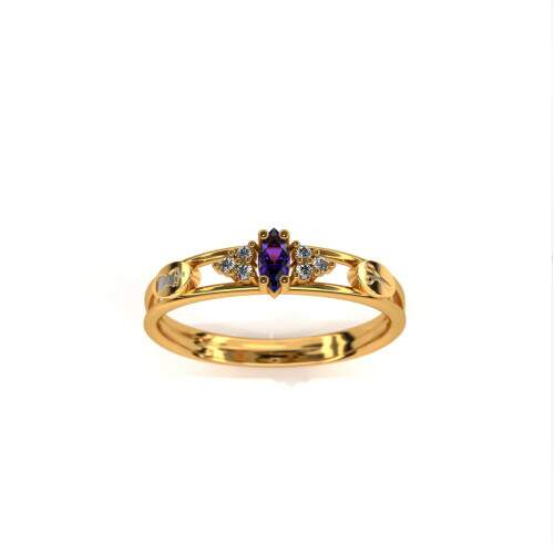 Anel de Formatura em Ouro 18k - Design de Moda - Navete