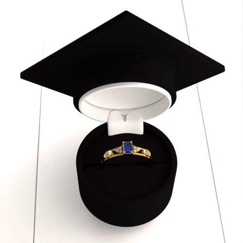 Anel de Formatura em Ouro 18k - Engenharia Metalrgica - Octogonal