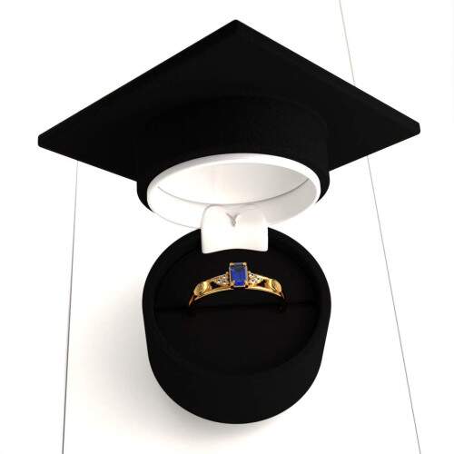 Anel de Formatura em Ouro 18k - Psicopedagogia - Octogonal