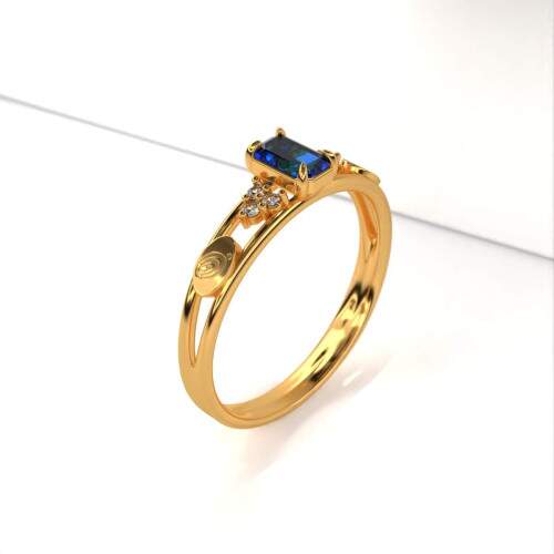 Anel de Formatura em Ouro 18k - Psicopedagogia - Octogonal