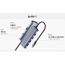 HUB USB-C Cudy 6 em 1 HDMI 4K 4xUSB USB-C UH500